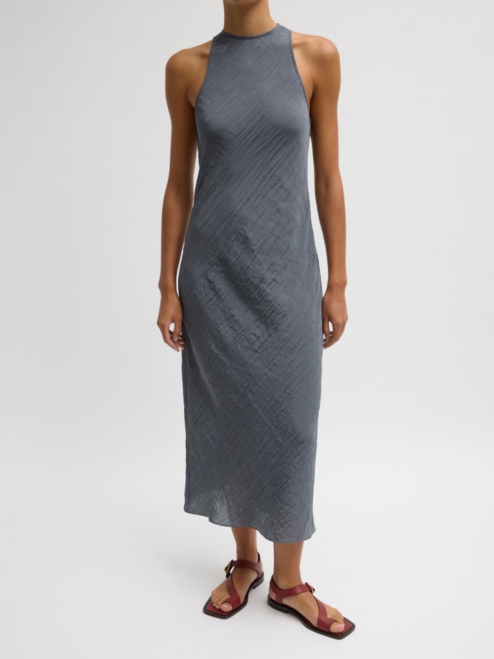 Tibi Slate Gray Textured Maxi Dress
